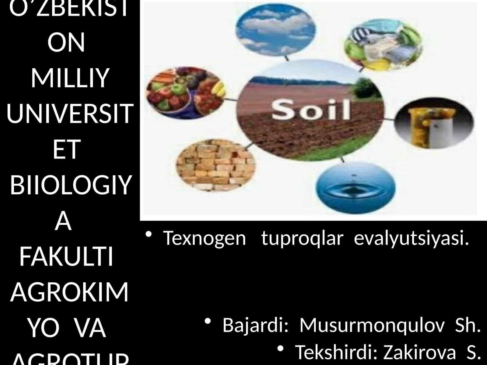 Texnogen tuproqlar evalyutsiyasi