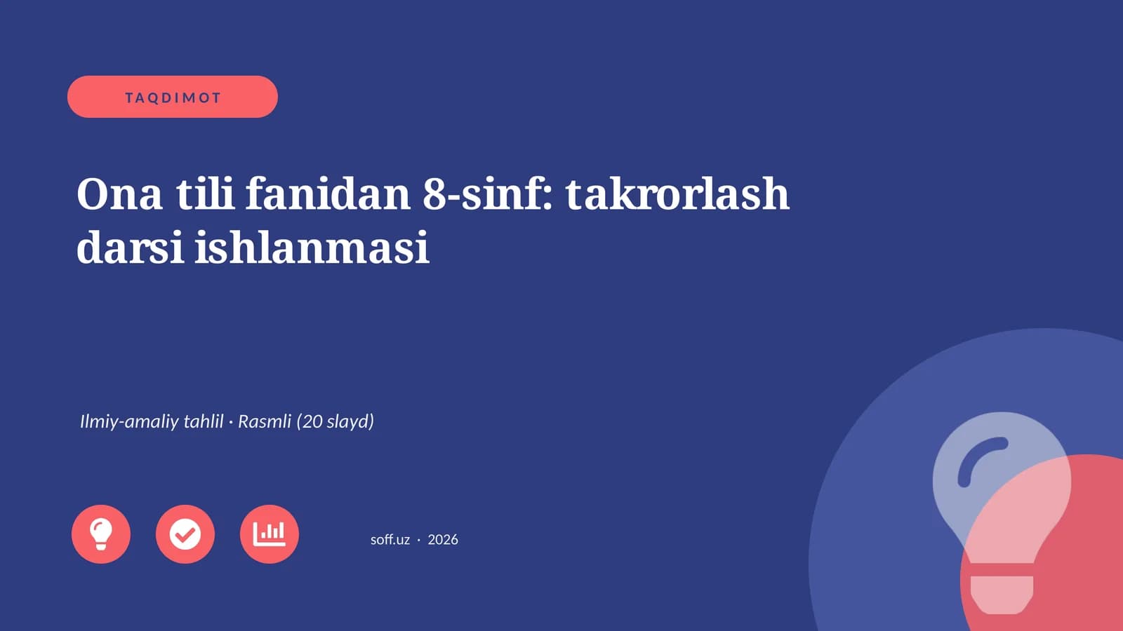 Ona tili fanidan 8-sinf: takrorlash darsi ishlanmasi