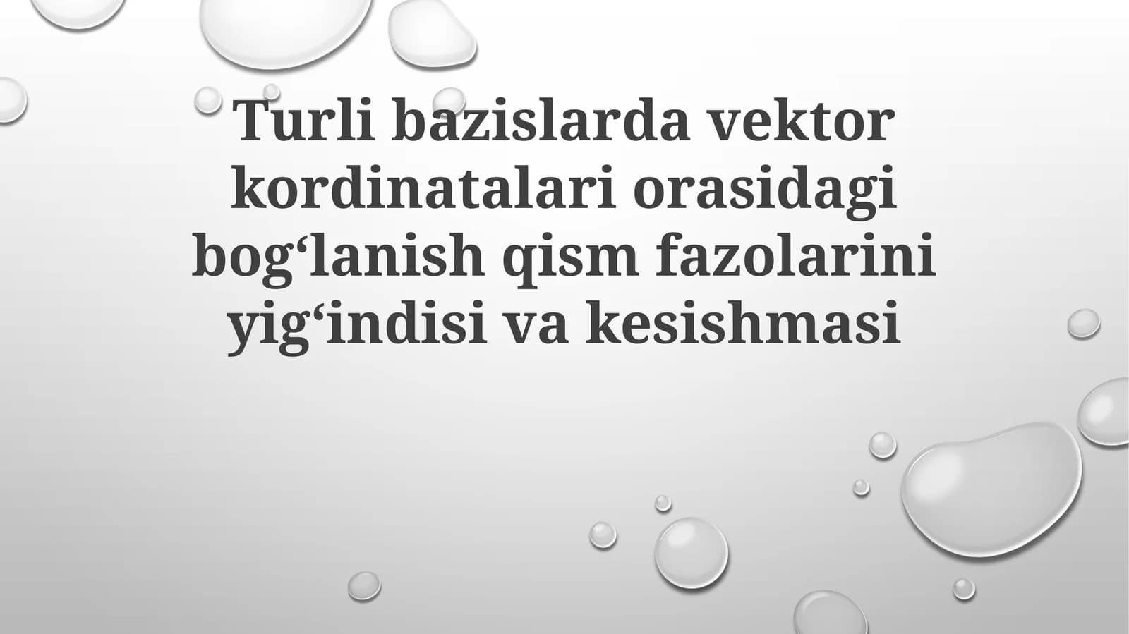 Bazaning o'zgarishi va koordinatalar almashinuvi