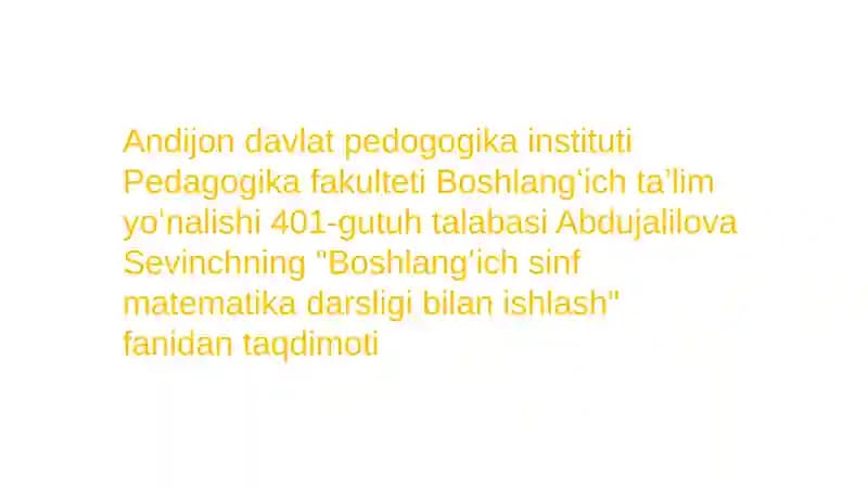 Boshlangʻich sinf matematika darsligi