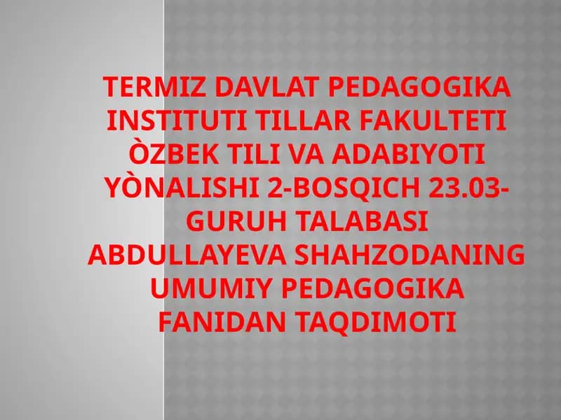 Korreksion pedagogika va uningmaq`sad va vazifalari