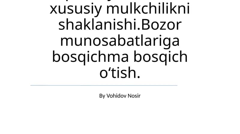 Iqtisodiy Islohotlar