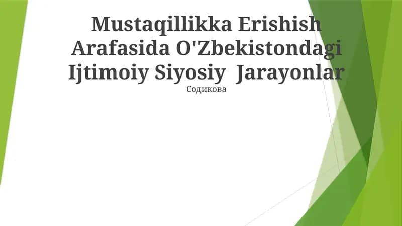 Mustaqillikka Erishish Arafasida O'Zbekistondagi Ijtimoiy Siyosiy Jarayonlar