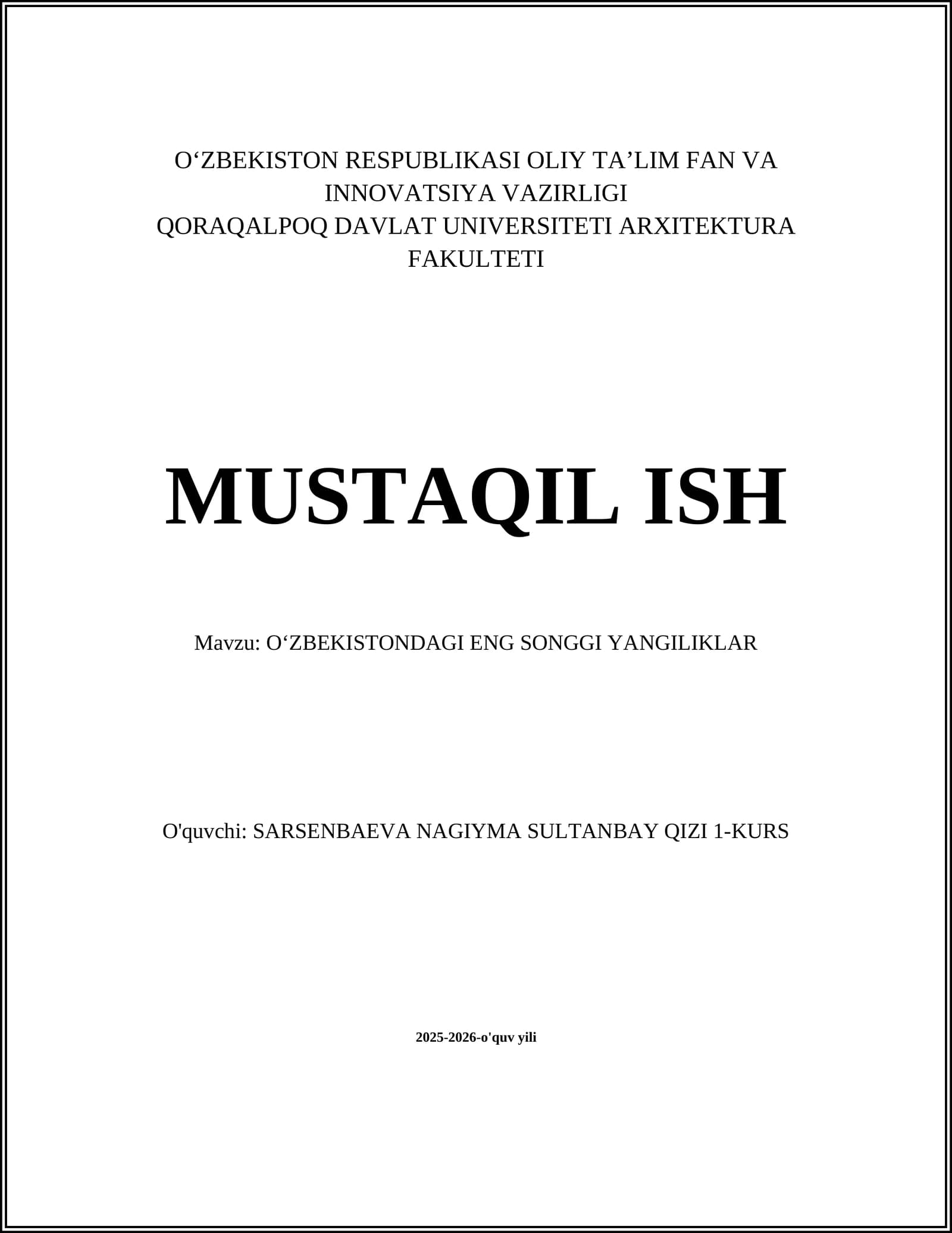 OʻZBEKISTONDAGI ENG SONGGI YANGILIKLAR