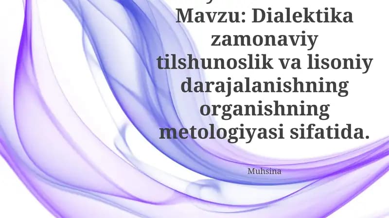 Zamonaviy Tilshunoslik Dialektikasi