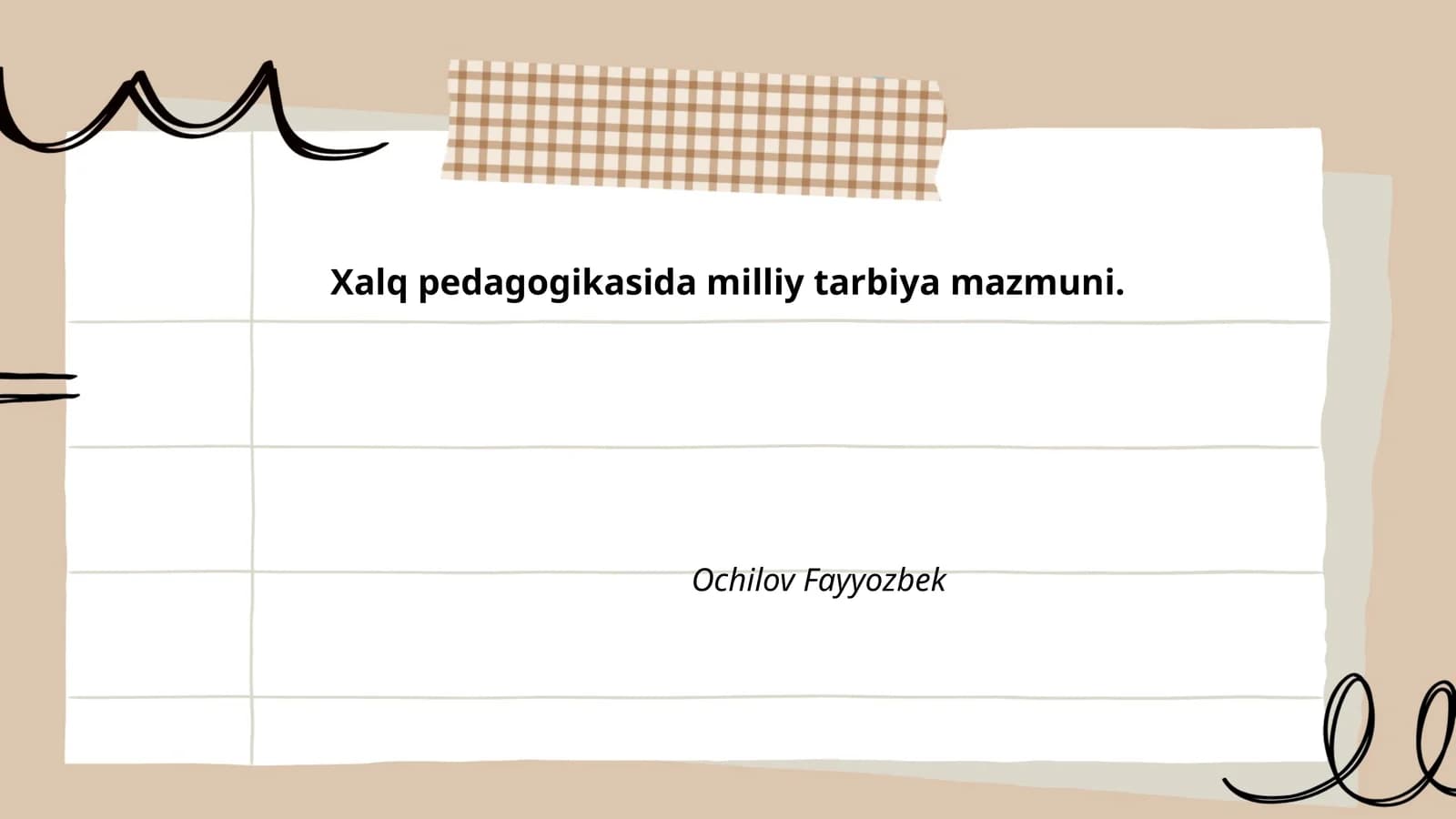 Xalq pedagogikasida milliy tarbiya mazmuni