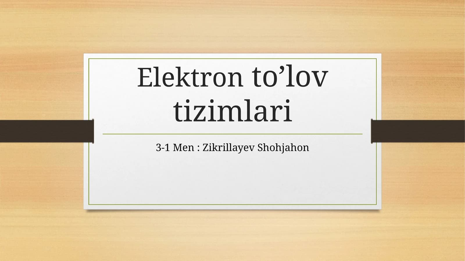 Elektron to‘lov tizimlari