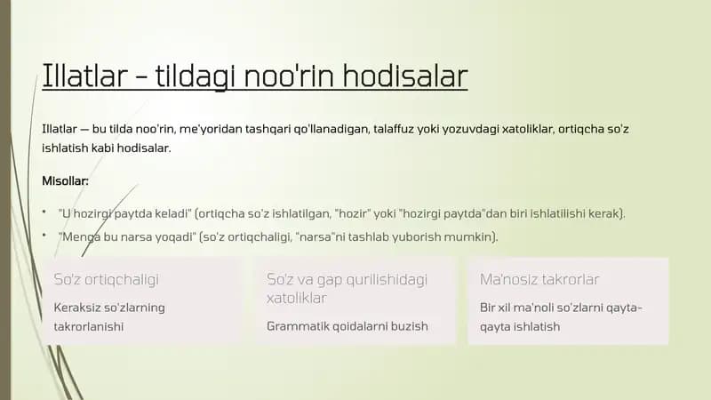 Illatlar - tildagi noo'rin hodisalar 10-sinflar uchun