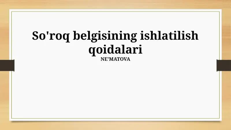 So'roq belgisining ishlatilish qoidalari