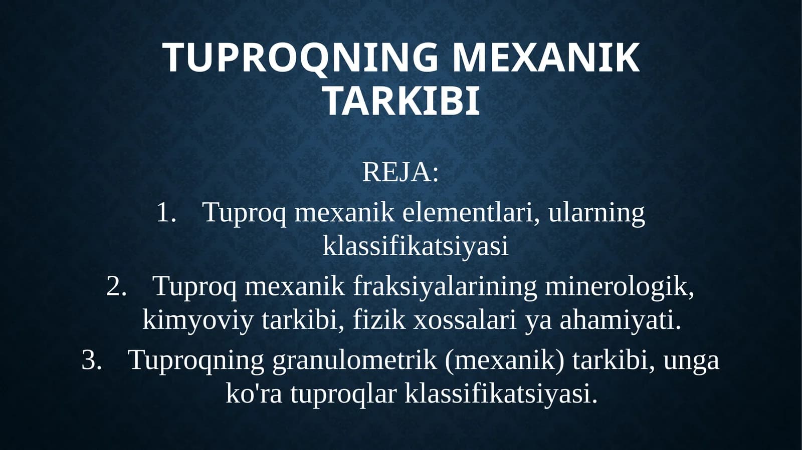 Tuproqning mexanik tarkibi