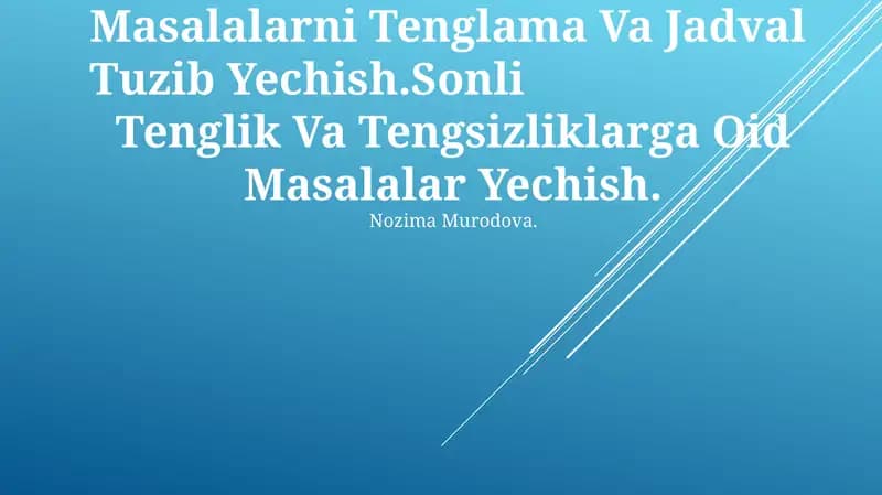 Tenglamalarni yechish