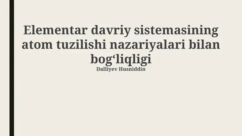 Davriy sistemalarining atom tuzilishi nazariyasi