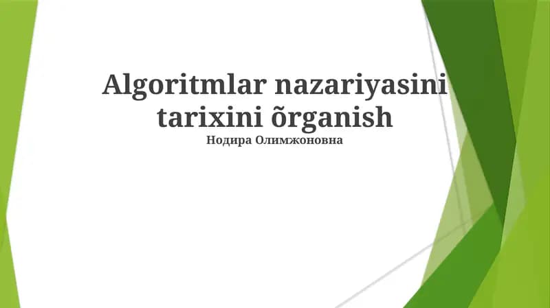 Algoritmlar nazariyasini tarixini õrganish