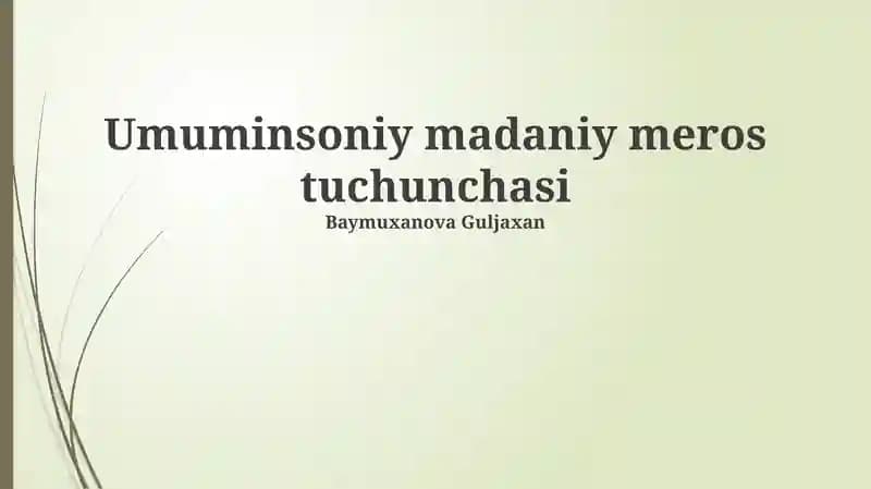 Universal Madaniy Meros Tushunchasi