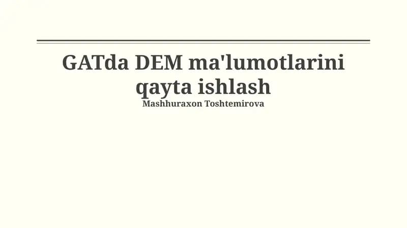 Gatda Ma'lumotlarini Tahlil Qilish
