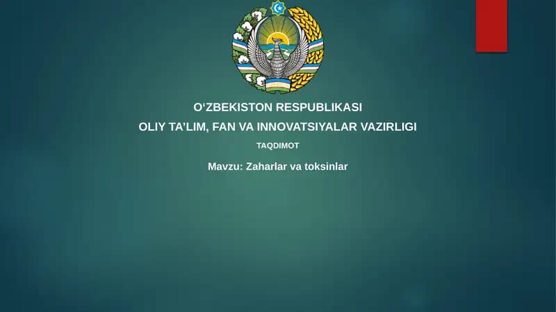 Zaharlar va toksinlar