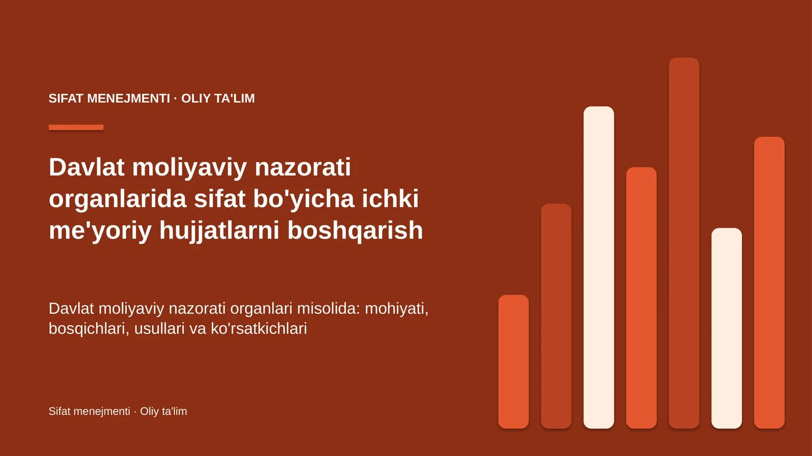 davlat moliyaviy nazorati organlarida sifat bo'yicha ichki me'yoriy hujjatlarni boshqarish 4574