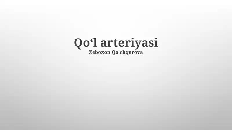 Qoʻl arteriyasi