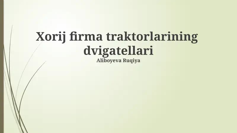 Xorij firma traktorlarining dvigatellari