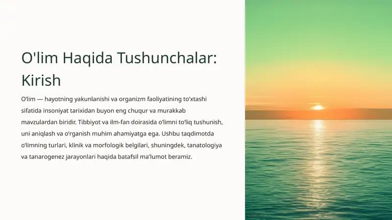 O'lim Haqida Tushunchalar