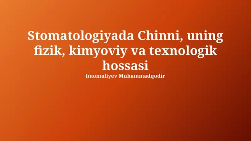 Chinni Stomatologiyada