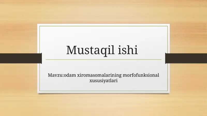 odam xiromasomalarining morfofunksional xususiyatlari