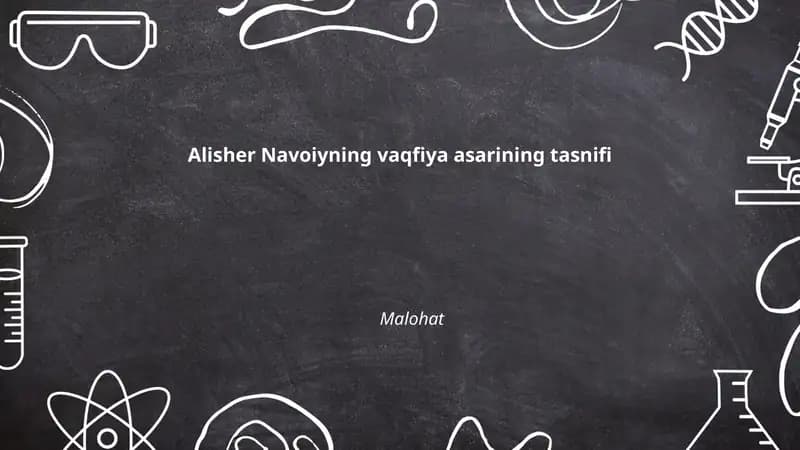 Alisher Navoiyning vaqfiya asarining tasnifi