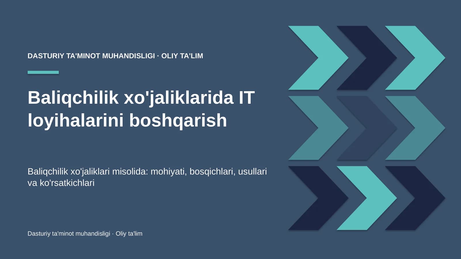 Baliqchilik xo'jaliklarida IT loyihalarini boshqarish