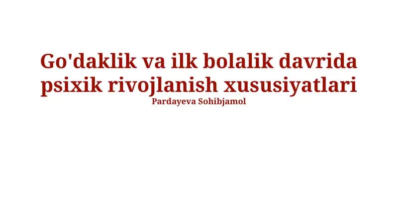 Xotira va e’tiborning rivojlanishi