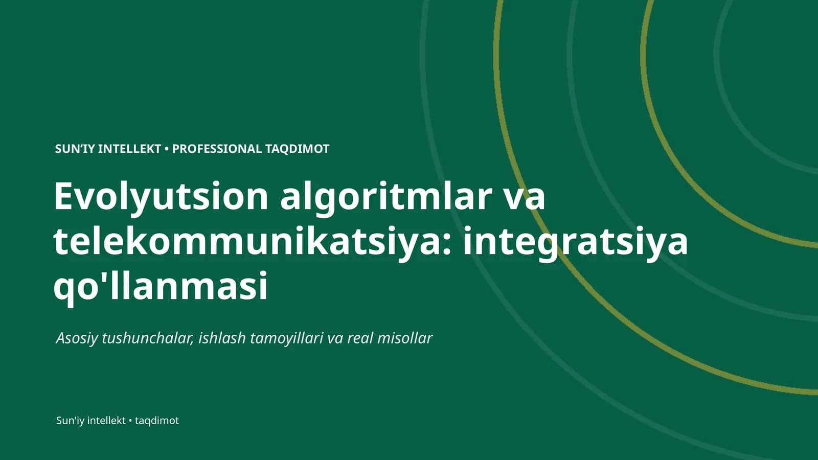 Evolyutsion algoritmlar va telekommunikatsiya: integratsiya qo'llanmasi