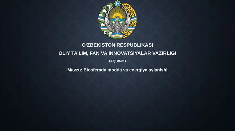 Biosferadamoddavaenergiyaaylanishi
