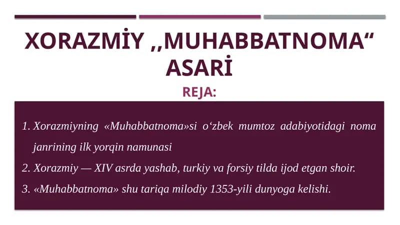 Xorazmiy Muhabbatnoma