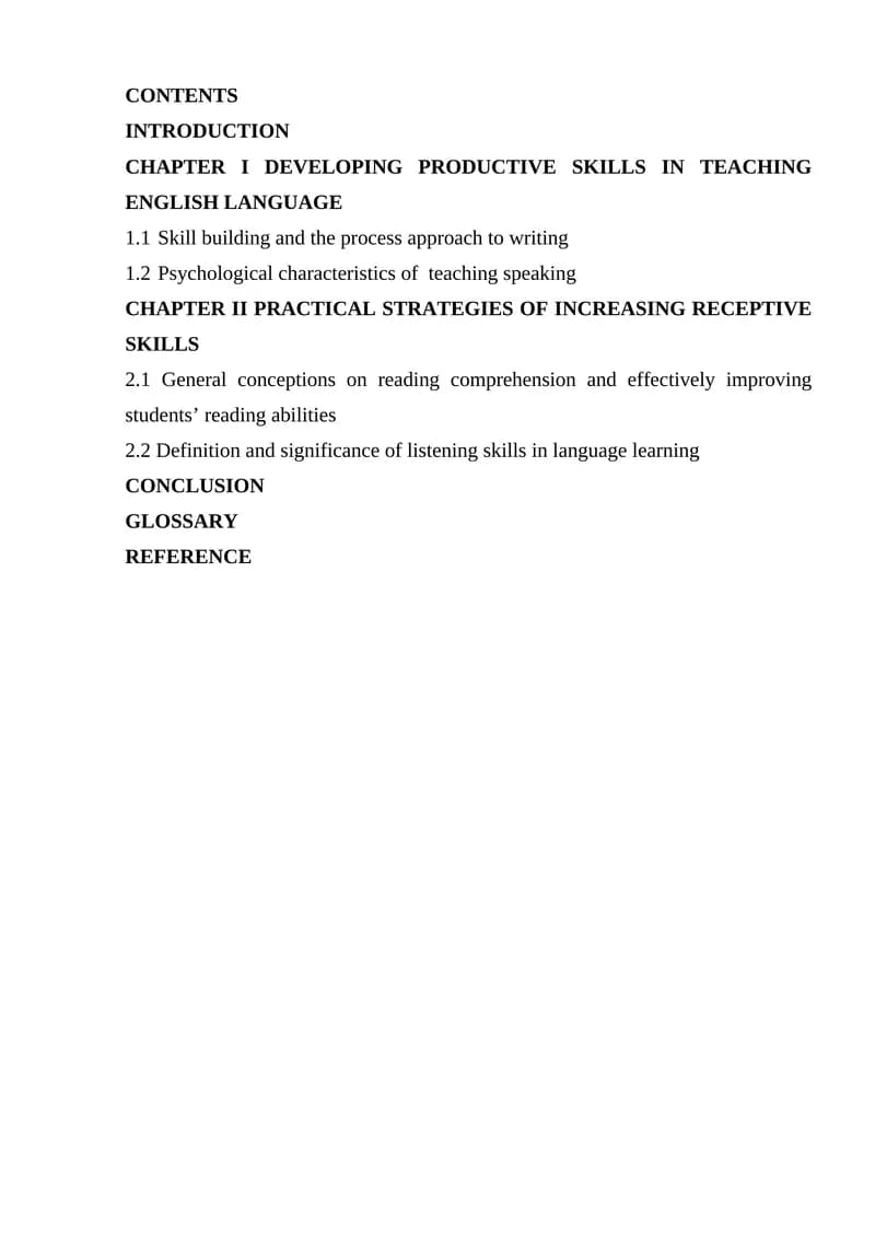 Course Paper on Developing Language Skills in English Teaching