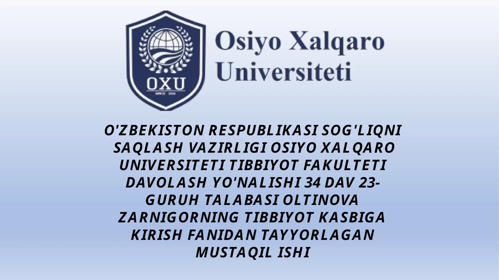 Xirurgiya bo'limi tuzulmasi