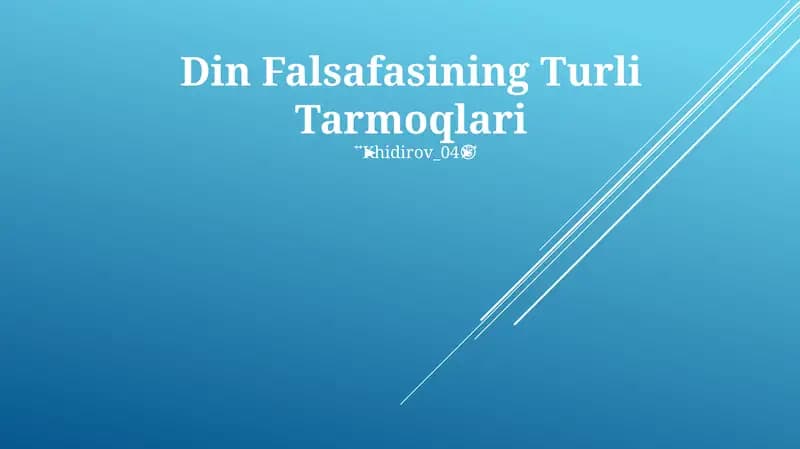 Din Falsafasining Turli Tarmoqlari