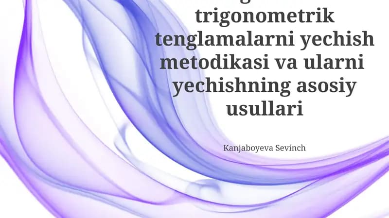 Sodda Trigonometrik Tenglamalar