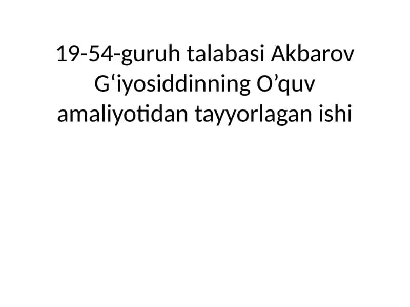 O'quv Amaliyoti Darslik