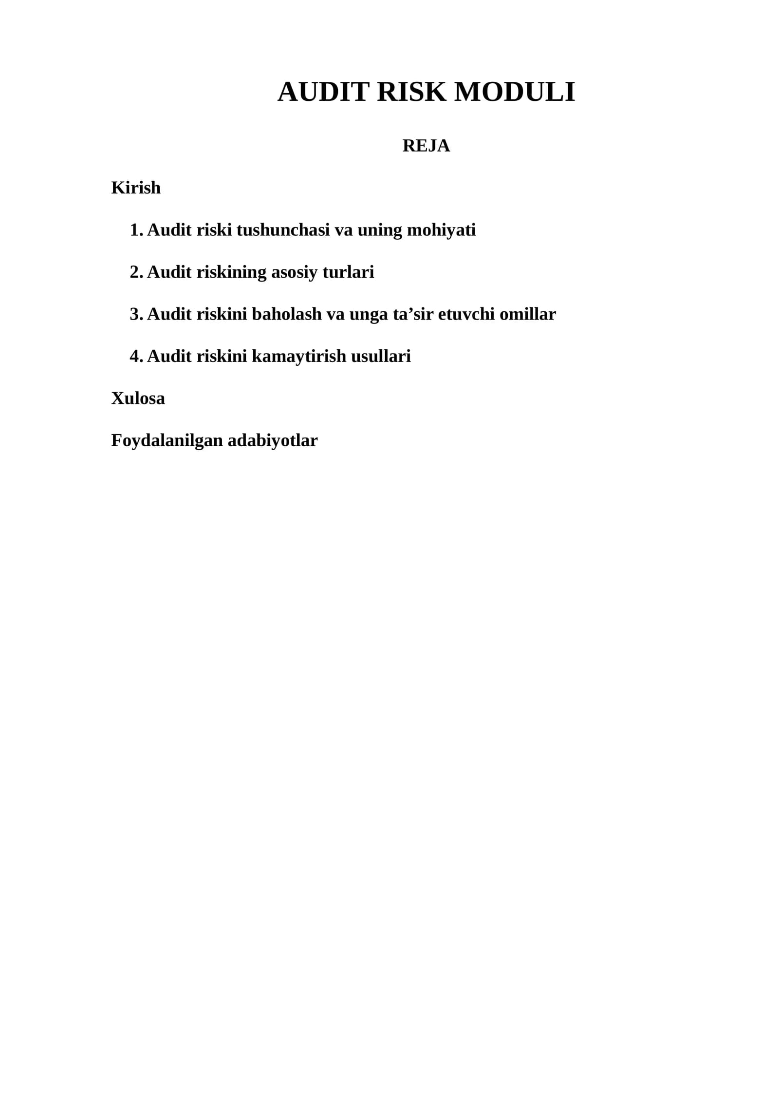 AUDIT RISK MODULI