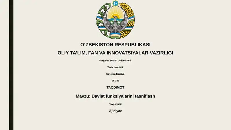 Davlat funksiyalarini tasniflash