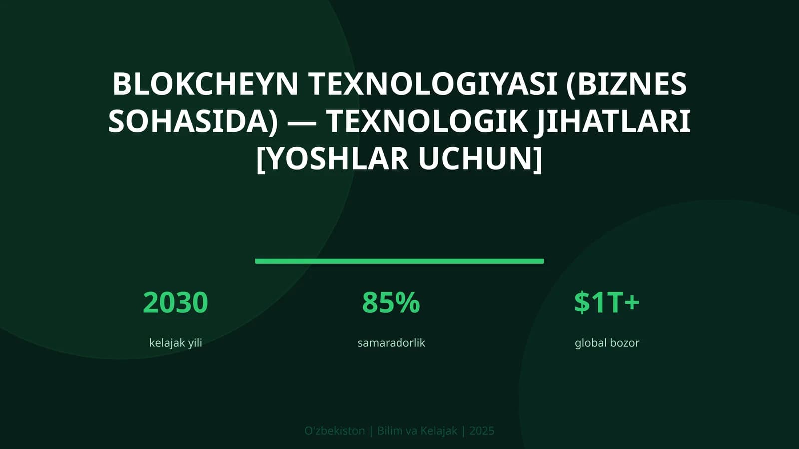 Blokcheyn texnologiyasi (biznes sohasida) — texnologik jihatlari [yoshlar uchun]