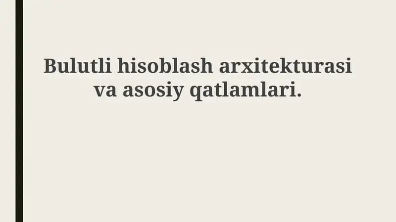 Bulutli hisoblash arxitekturasi