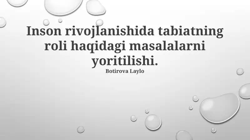 Inson rivojlanishi va tabiat