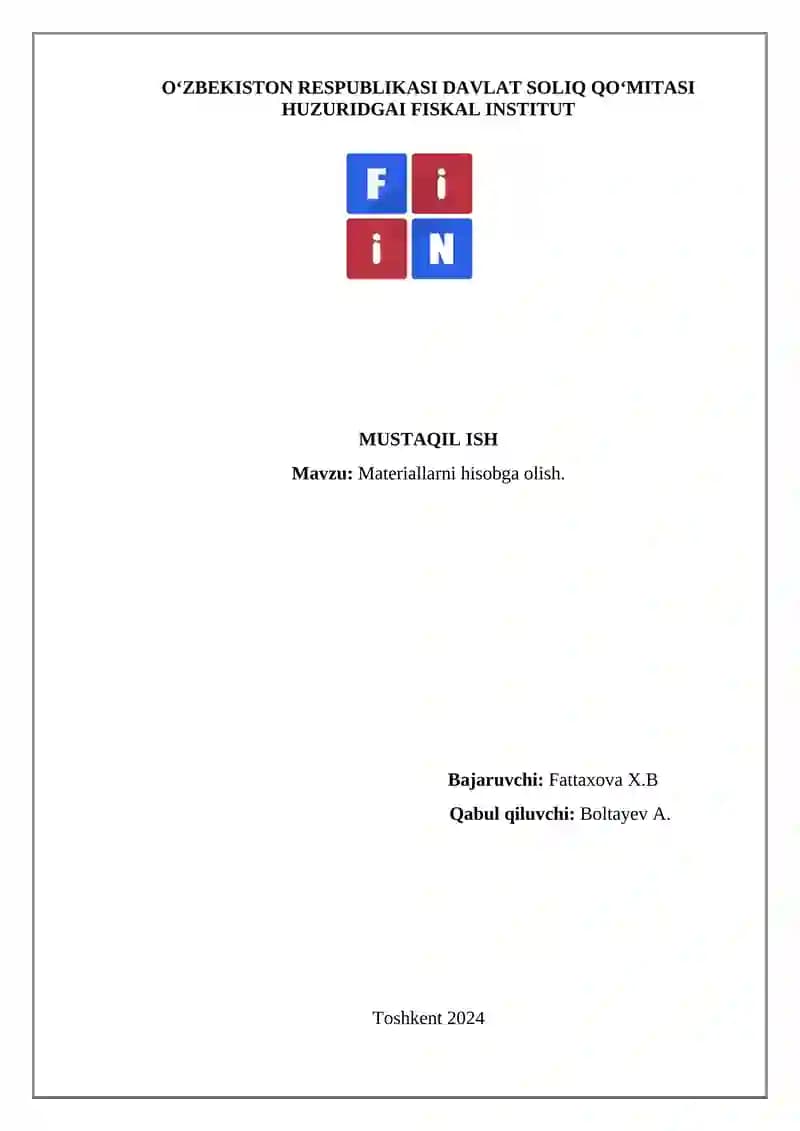 Materiallarni hisobga olish