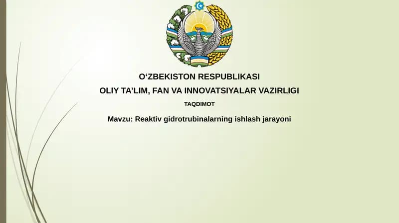 Reaktivgidrotrubinalarning ishlash jarayoni