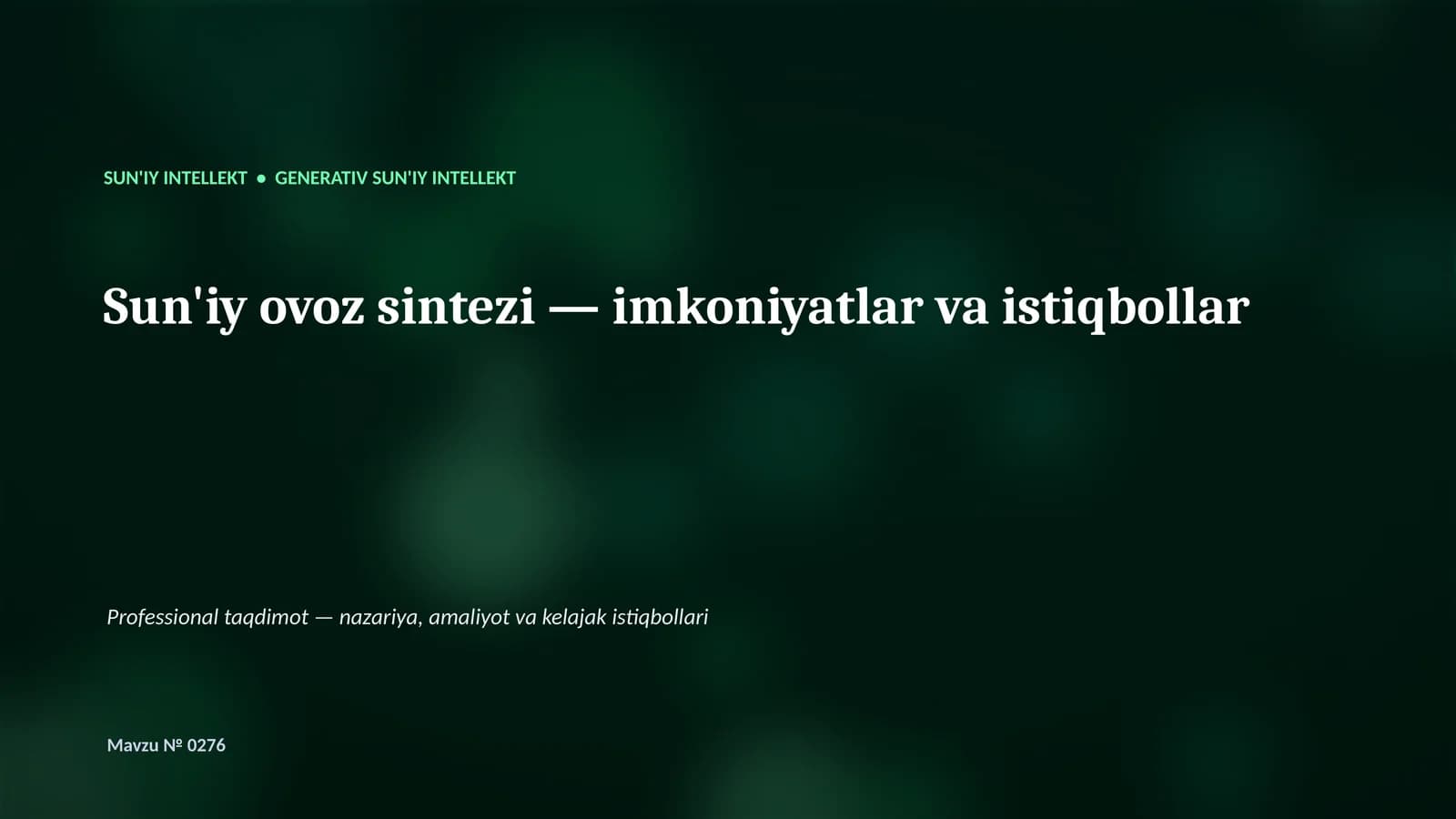 GENERATIV SUN'IY INTELLEKT