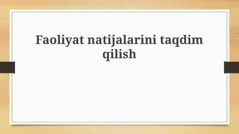 Faoliyat natijalari