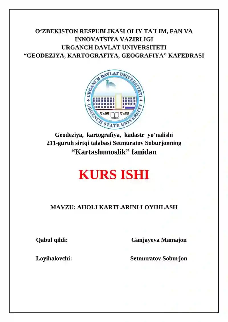 AHOLI KARTLARINI LOYIHLASH