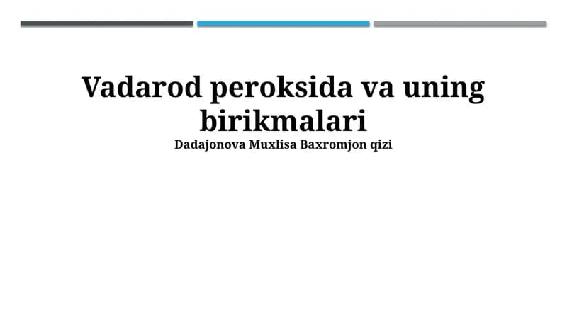 Vadorod peroksida va uning birikmalari