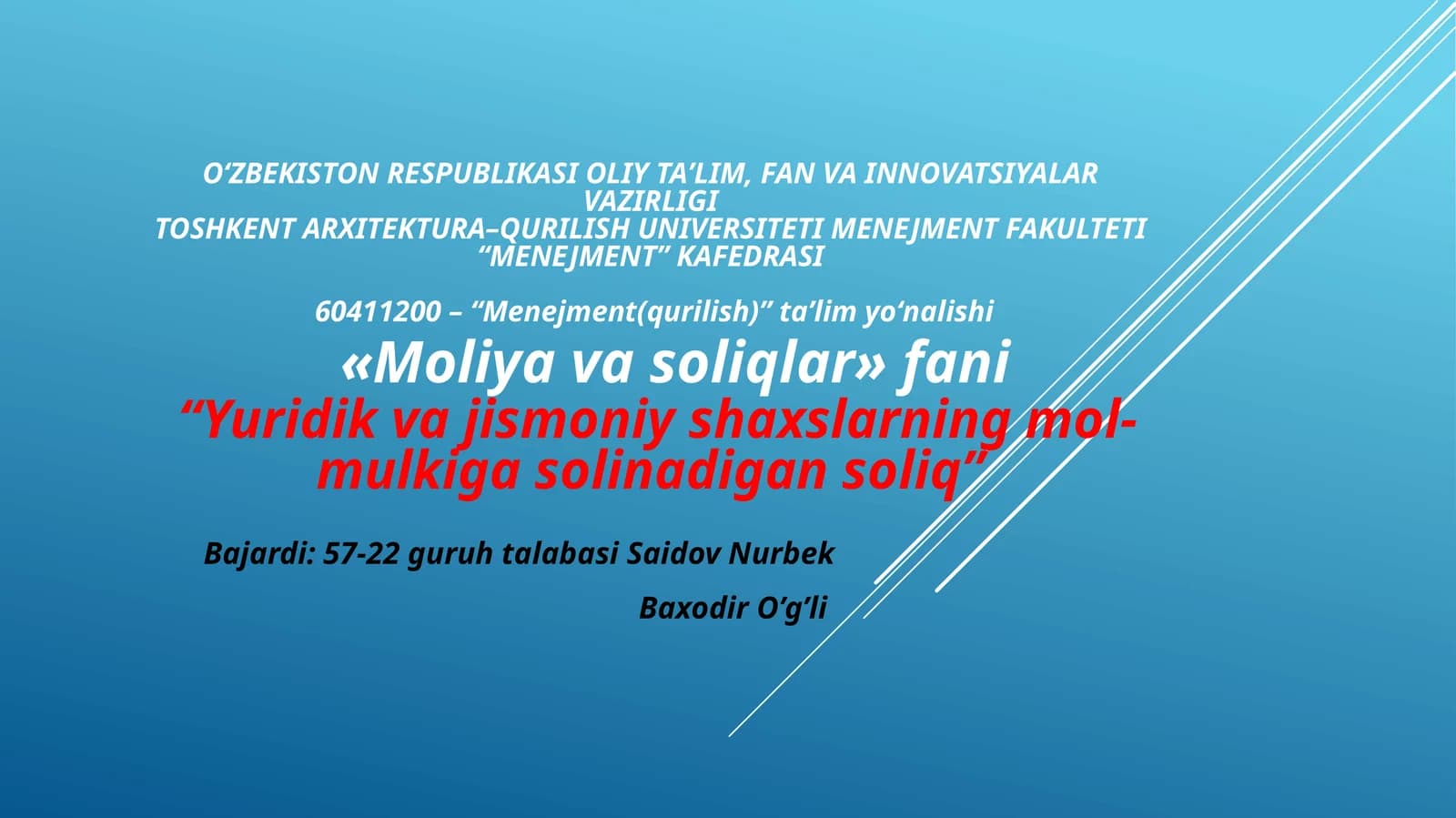Yuridik va jismoniy shaxslarning mol-mulkiga solinadigan soliq