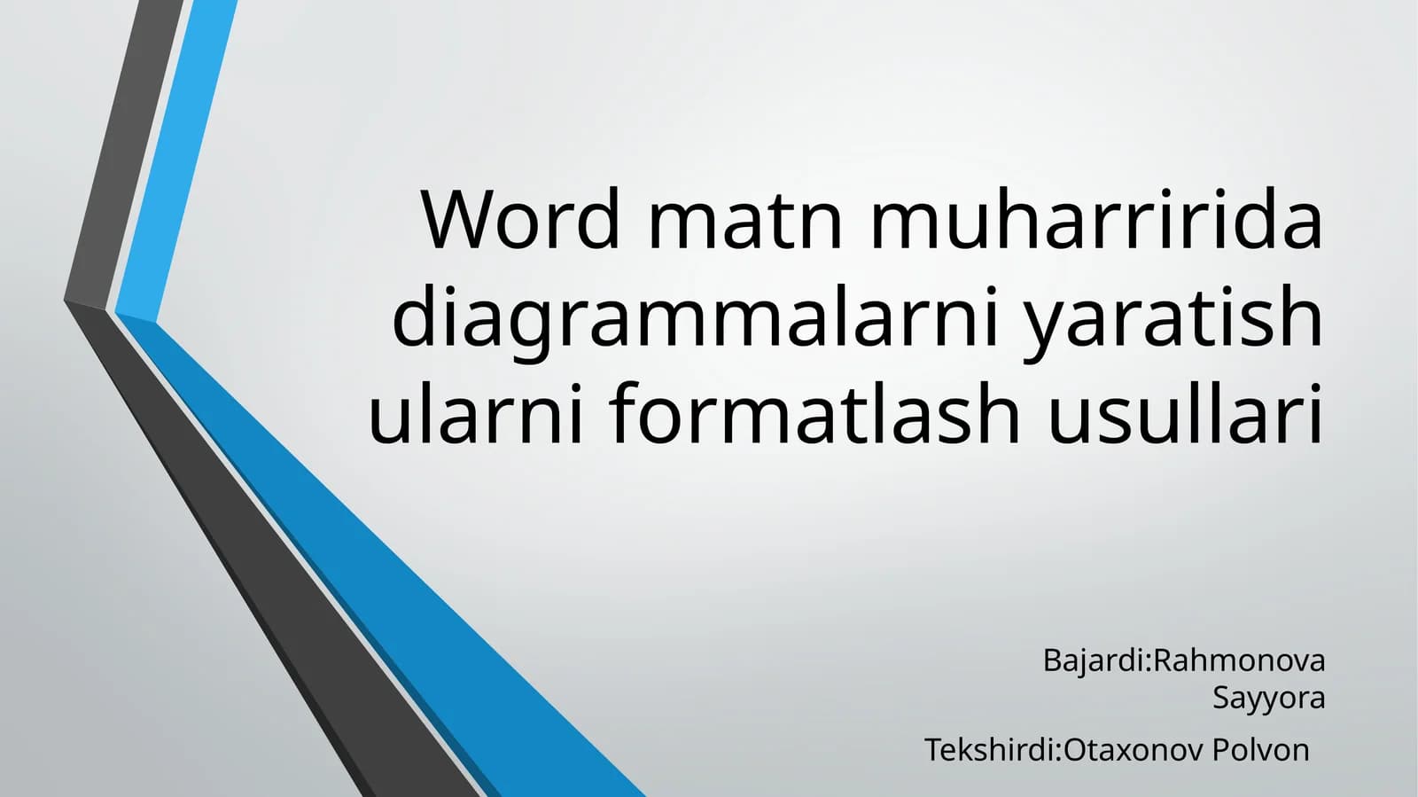 Word matn muharririda diagrammalarni yaratish va ularni formatlash usullari